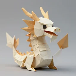 dragon figurine, origami, low poly, 3d render, up close, intricate details, folds, 8k