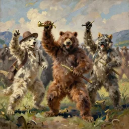 An oil painting of the furry uprising of 1876