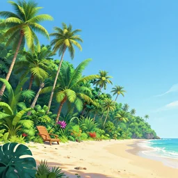 extremely colorful jungle on beach