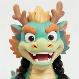 playful, happy, cheeky asian dragon's head close up