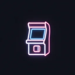 hyper minimalist logo of a neon arcade symbol