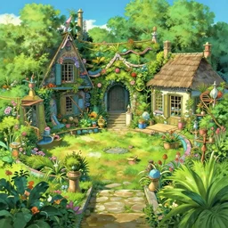 a creole garden from reunion island intricate ultradetailed illustration by ( ( kenton nelson ) ), by makoto shinkai, by studio ghibli, anime, trending on artstation