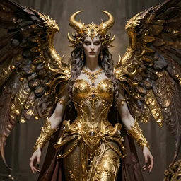 portrait of majestic archdemon, in style of Doom, in style of Midjourney, insanely detailed and intricate, golden ratio, elegant, ornate, horror, elite beautiful fallen angel, ominous, haunting, matte painting, cinematic, cgsociety, H.R. Giger, James jean, Noah Bradley, Darius Zawadzki, Zdizslaw Beksinski, vivid and vibrant