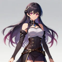 the portrait of chaotic neutral semi - colorful smiling female rogue assassin as unimaginably beautiful, gorgeous, elegant, young anime girl, an ultrafine hyperdetailed illustration by kim jung gi, irakli nadar, intricate linework, bright colors, octopath traveler, final fantasy, unreal engine 5 highly rendered, global illumination, radiant light, detailed and intricate environment