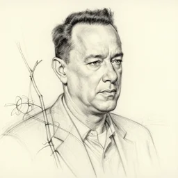 linework construction lines preliminary vine charcoal underdrawing of tom hanks, by andrew loomis