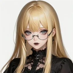 blonde haired with bangs gothic magical girl anime character with glasses screenshot, anime, intricate, sharp focus, illustration, highly detailed, digital painting, cell shaded, concept art, matte, art by ilya kuvshinov and kyoto animation and wlop, ruan jia and greg rutkowski, studio quality, masterpiece