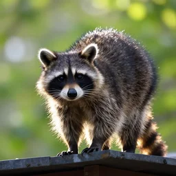 1 9 6 8 national geographic, raccoon on roof, backlit,