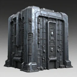 3d sculpt of a thick square industrial scifi factory facade gun metal factory inspired by the matrix, star wars, ilm, beeple, star citizen halo, mass effect, starship troopers, elysium, the expanse, high tech industrial, Artstation Unreal W-960
