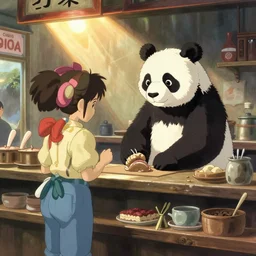studio ghibli anime film about a girl and her best friend panda working at a deli, miyazaki movie