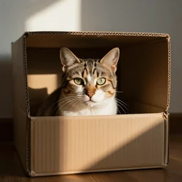 cat in a cardboard box