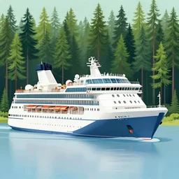a brand newtouristic cruise ship crashed in the middle of a forest