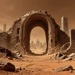 opening a portal in the ruins of a familiar city, on mars, in the 4 0 th millenia, by hr giger