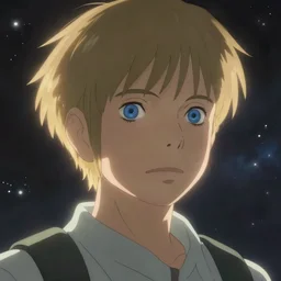 Spirited away dark blonde guy with blue eyes in space