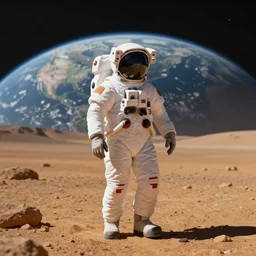 Dreamt in 58.79s for  matte painting of an astronaut walking in a marcian landscape, at the background is the earth
