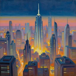 a beautiful painting of a retro future cityscape, ray traced lighting by jean claude mezieres