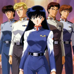 An anime painting of beautiful black haired woman , dressed in a uniform  still from Robotech 1985 by Ilya Kuvshinov , Stanley Artgerm Lau ,WLOP ,James Jean, Andrei Riabovitchev , symmetrical