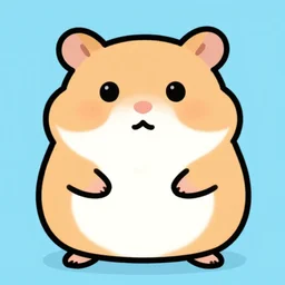 cartoon, doodle, vector, adobe illustrator, fat round hamster, abnormal coloring, tiny arms, big body, pastel, bright, simple lines, clean cut, close up, solid background