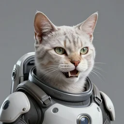 Portrait of a humanoid feline man by Greg Rutkowski, hard predatory look, pointed ears, prominent jaw and visible fangs, wearing a futuristic space tactical gear that looks like a mix between the samurai, viking and templar aesthetics, mix between tribal and hi-tech, highly detailed portrait, scifi, space opera, digital painting, artstation, concept art, smooth, sharp foccus ilustration, Artstation HQ