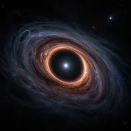 a hyperrealistic photograph of godly black hole in outer space, with ray-tracing and many stars. vray, octane render