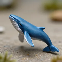 miniature blue whale, macro photo, tilt shift, extreme detail