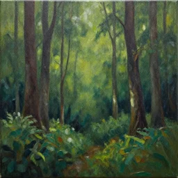a forest painting. canvas texture.