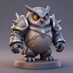 owlbear, with metallic spiked shoulder pauldrons, stylized stl fantasy miniature, 3 d render, activision blizzard style, hearthstone style