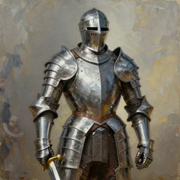 a detailed and vibrant portrait painting inspired by beksinski and esteban maroto of a powerful paladin wearing a full metal plate armor and holding a sword