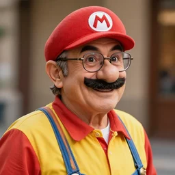 retired spanish bald mario with glasses