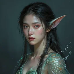 asian female water elemental, lifelike, portrait, highly detailed, digital painting, artstation, concept art, sharp focus, illustration, cinematic lighting, art by artgerm and greg rutkowski and alphonse mucha 1 0 0 9