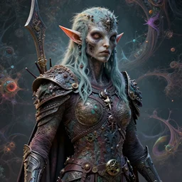 digital art realistic fine detail fractal colorful cinematic ultra detailed sharp focus super beautiful bizarre amazing kidnapped elf warrior h. r. giger