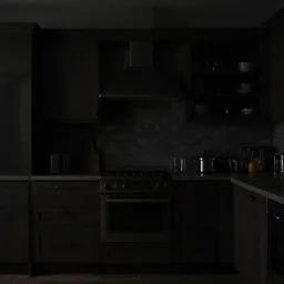 underexposed photography, dark hatch kitchen