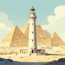 illustration of lighthouse of alexandria, seven wonders of the ancient world. by lliam brazier, petros afshar, peter mohrbacher and victo ngai, contest winner on behance