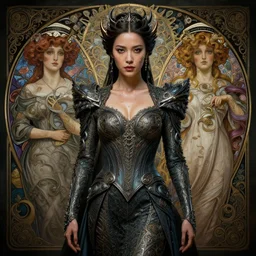 the librarian, gemma chan, fame of thrones, fibonacci, sweat drops, intricate fashion clothing, insane, intricate, highly detailed, surrealistic, digital painting, artstation, concept art, smooth, sharp focus, illustration, unreal engine 5, 8 k, art by artgerm and greg rutkowski and alphonse mucha