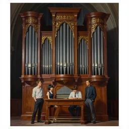 oil painting of a pipe organ, intricate artwork by, Johnatan Wayshak, Ayami Kojima, Amano, Karol Bak, Greg Hildebrandt, and Mark Brooks, Neo-Gothic, gothic, rich deep colors, art by Takato Yamamoto, masterpiece,  Artgerm, coherent artwork, cinematic, hyper realism, high detail, octane render, unreal engine, 8k, High contrast, golden ratio, trending on cgsociety, ultra high quality model, production quality cinema model