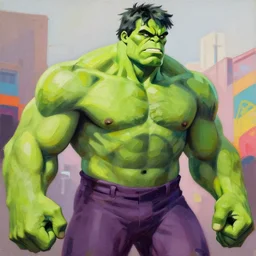 greg manchess portrait painting of mega titan hulk as overwatch character, medium shot, asymmetrical, profile picture, organic painting, sunny day, matte painting, bold shapes, hard edges, street art, trending on artstation, by huang guangjian and gil elvgren and sachin teng