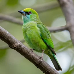 A large green bird on a tree