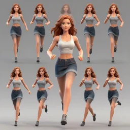christina hendrix character model, running sequence, pose 2 of 1 6, orthographic front view, single figure, 4 k photograph, clear details, pose 2 of 1 6,