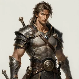 Portrait of rugged male ranger, D&D, muscular, fantasy, intricate, elegant, highly detailed, digital painting, artstation, concept art, smooth, sharp focus, illustration, art by artgerm and greg rutkowski and alphonse mucha
