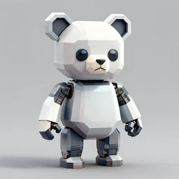 “low poly robotic bear, dotart”