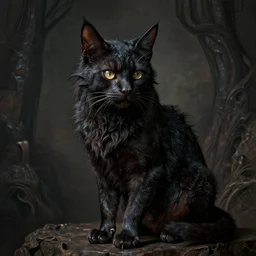 photorealistic rendering of eldritch demon cat in the style of michael whelan and gustave dore. hyperdetailed photorealism by greg rutkowski, 1 0 8 megapixels, cinematic lighting.