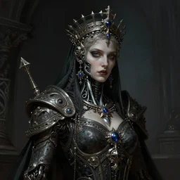 gothic byzantine empress, cyborg, dark fantasy, warhammer 4 0 k, portrait, highly detailed, digital painting, trending on artstation, concept art, sharp focus, illustration, art by artgerm and greg rutkowski and magali villeneuve