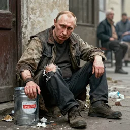 putin as homeless man!!!, alcoholic, city madman, torn clothes, garbage can, artstation, artgerm, 8 k, highly detailed, rossdraws, frank frazetta, andrei riabovitchev, marc simonetti