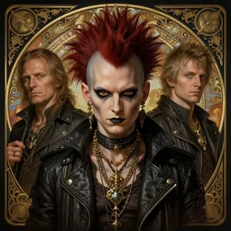 portrait of a member of a punk band, solarpunk, baldurs gate! intricate, elegant, highly detailed, ray tracing, digital painting, artstation, concept art, smooth, sharp focus, illustration, art by artgerm and greg rutkowski and alphonse mucha, 8 k