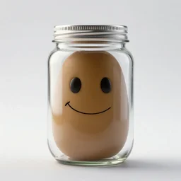Jar-jar in a jar, studio lighting, white background, back lighting