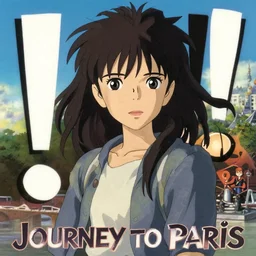 a lettered!!!!!!! poster for a comedy film animation called journey to paris, delicate features finely detailed perfect art, gapmoe yandere grimdark, trending on pixiv fanbox, painted by greg rutkowski makoto shinkai takashi takeuchi studio ghibli, lettered poster