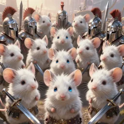 dungeons and dragons fantasy painting, close order phalanx of mice spartans, 3 0 0, whimsical and cute, determined expressions, watery eyes, anime inspired by krentz cushart, white fur, tufty whiskers, steel blades, dawn lighting, by brain froud jessica rossier and greg rutkowski