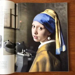the real life version of the girl with a pearl earring living her life as a mechanic in a small town, still from a local magazine, high quality photography,