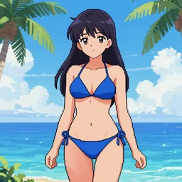 1 6 - bit pixel art anime girl in bikini