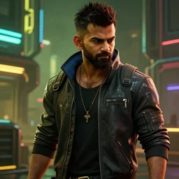 Virat Kholi, in CyberPunk 2077, as a cyberpunk dystopia, 4k highly detailed digital art 4k highly detailed digital art
