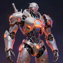 hyper detailed ultra sharp of a futuristic glowing robot, trending on artstation, warpaint aesthetic, volumetric lighting, psychedelic, ornate, intricate, digital painting, concept art, sharp focus, illustration, art by artgerm and greg rutkowski and h. r. giger, 8 k